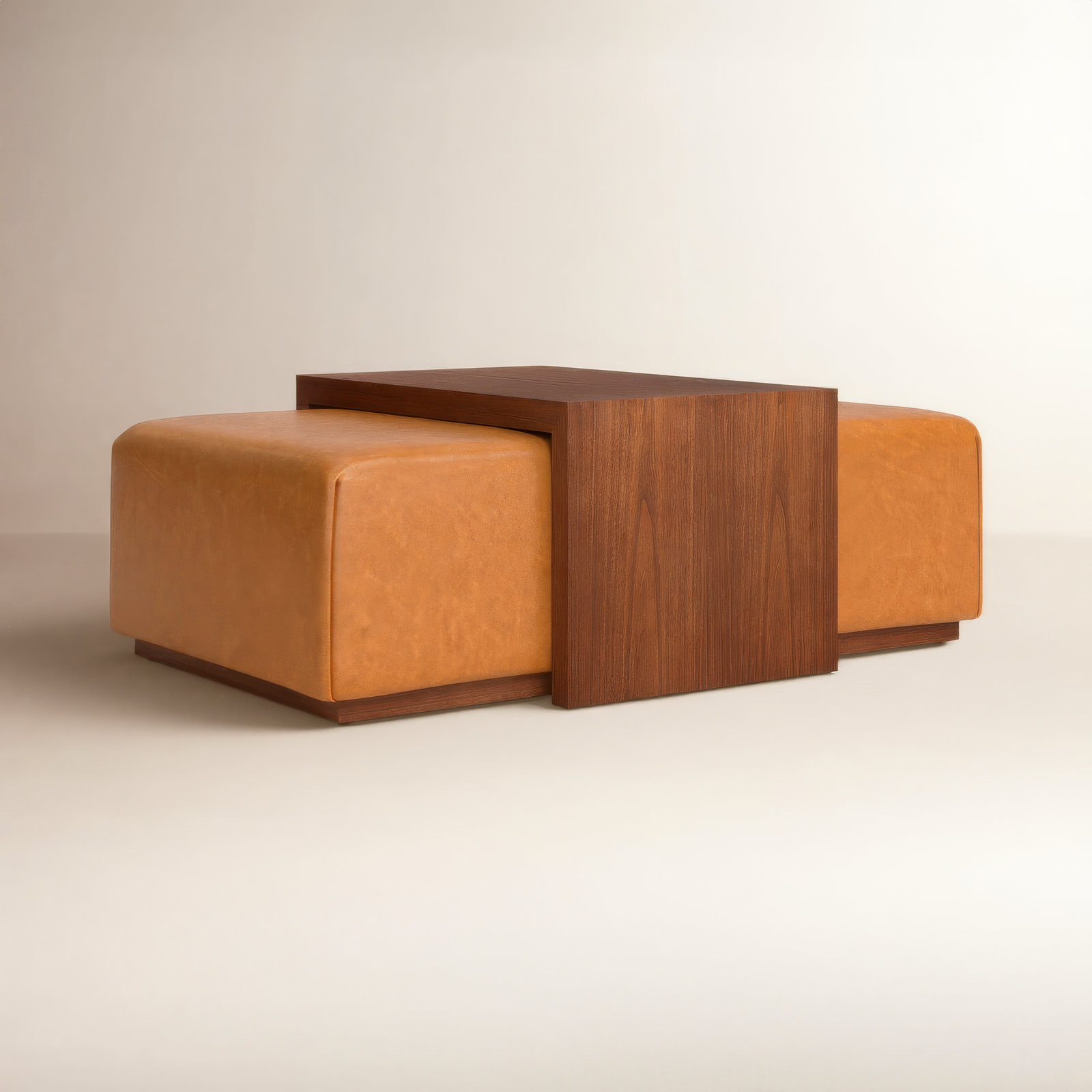 47" Genuine Leather Ottoman, Saddle Tan