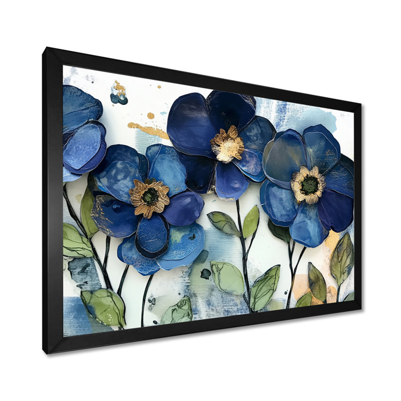 Explosion printanière bleue et verte dans un jardin I - Tableau encadré, H 30 po x l 40 po, Cadre photo noir