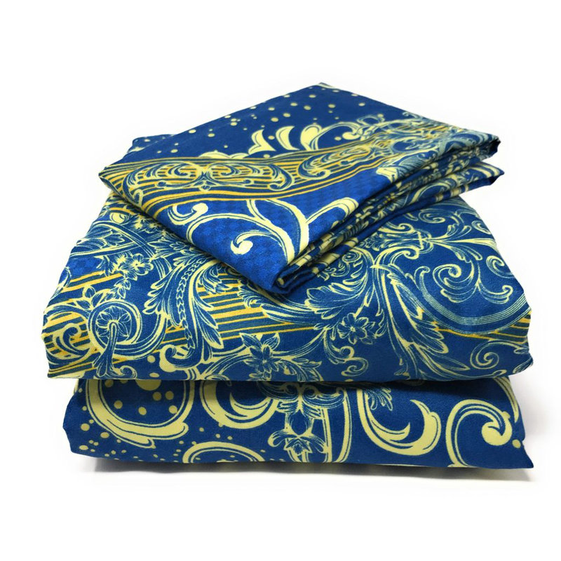 Damask Microfiber Sheet Set, Full Fitted Sheet with 2 Pillowcases