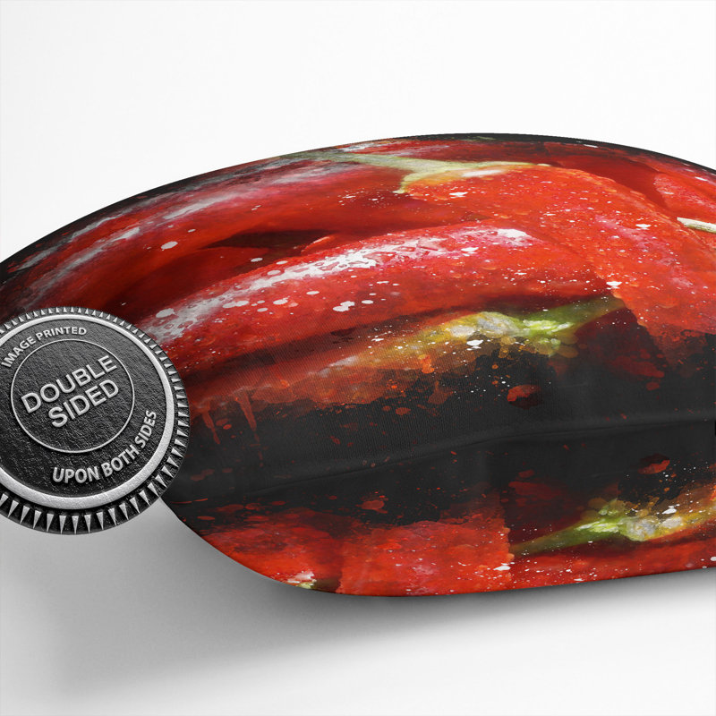 Red Chilli Peppers Square Throw Cushion, 40cm H x 40cm W x 15cm D