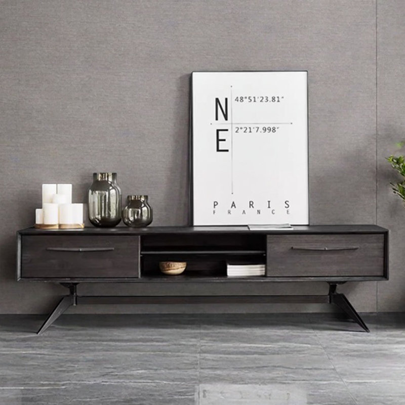 Meuble télé en bois massif au design médiéval