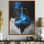 Bleu, noir, astrologie, balance cosmique, balance, astronomie, balance, art mural, salon