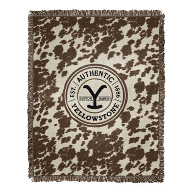 Paramount Yellowstone Cattle Brand Jacquard Throw Blanket, Fan Home Decor, 46x60 Inches