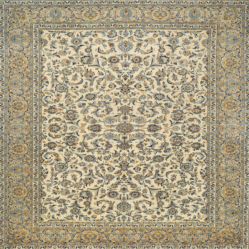 Tapis gris/vert traditionnel Rennan, Rond 3 pi