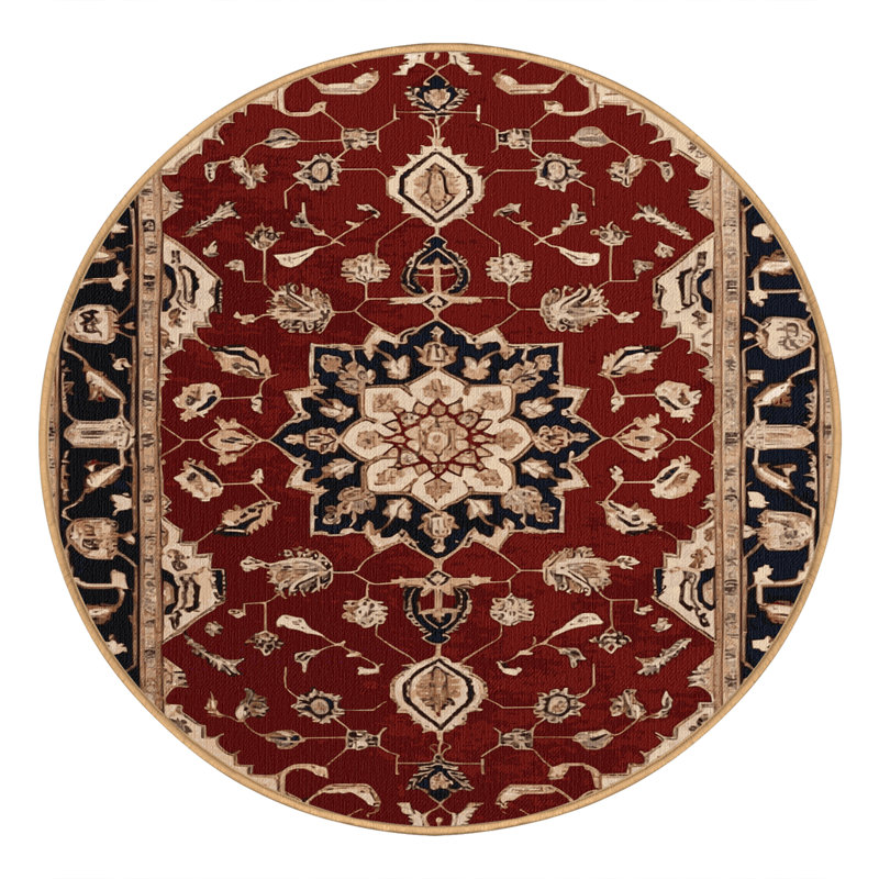 Machine Washable Persian Brown Area Rug, Round 5'
