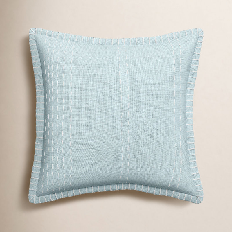 Roseville Cotton Throw Pillow Cover & Insert, Seaglass