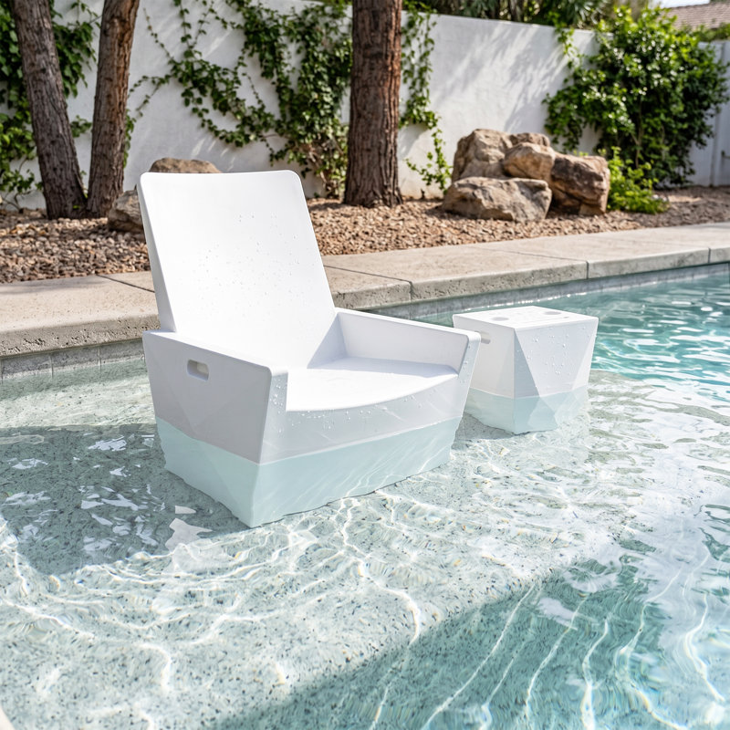 Table d'appoint d'extérieur sans assemblage, fauteuil club de billard à assemblage rapide, table de bout de billard en plastique imperméable avec 2 porte-gobelets et 1 porte-tablette, indispensable pour la détente en plein air