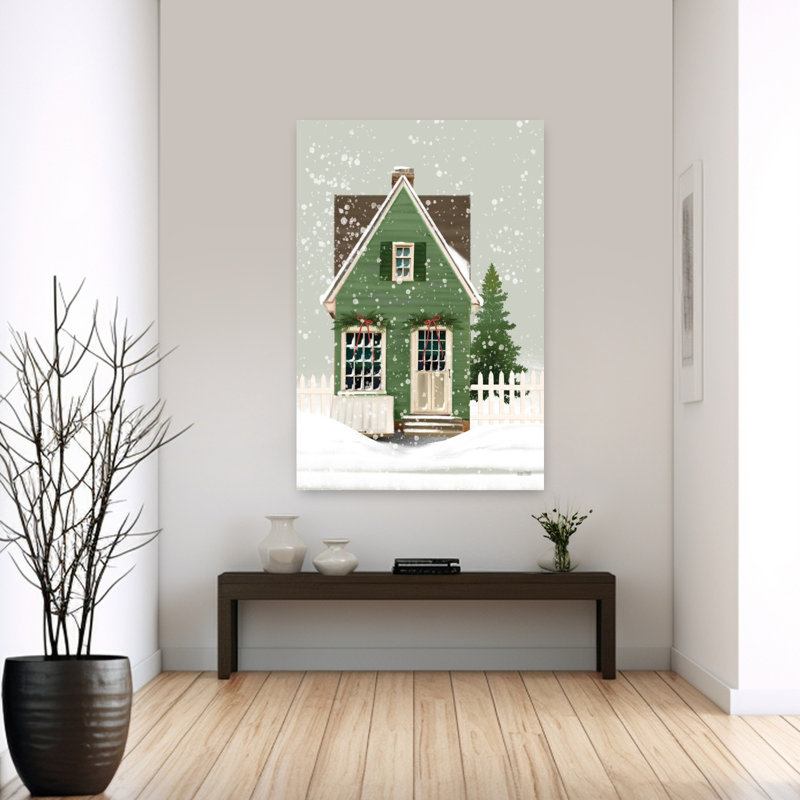 Maison de vacances abstraite, art contemporain de l'architecture hivernale, H 60 po x l 40 po