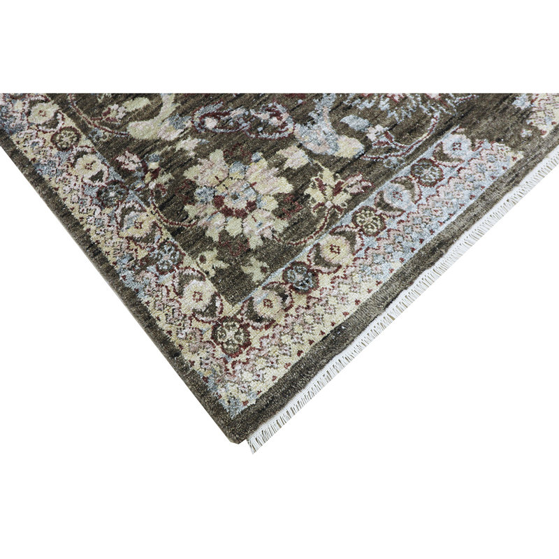 Oriental Area Rug in Dark Green/Ivory, Rectangle 8' x 10'