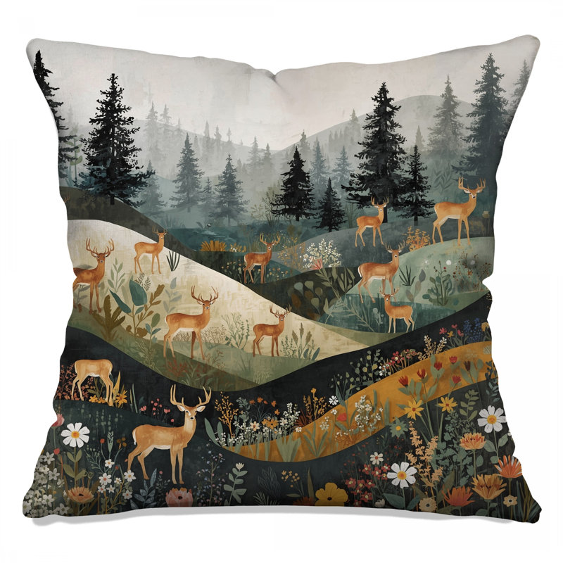 Coussins décoratifs à double face Deer In Forest, 20 x 20 pouces