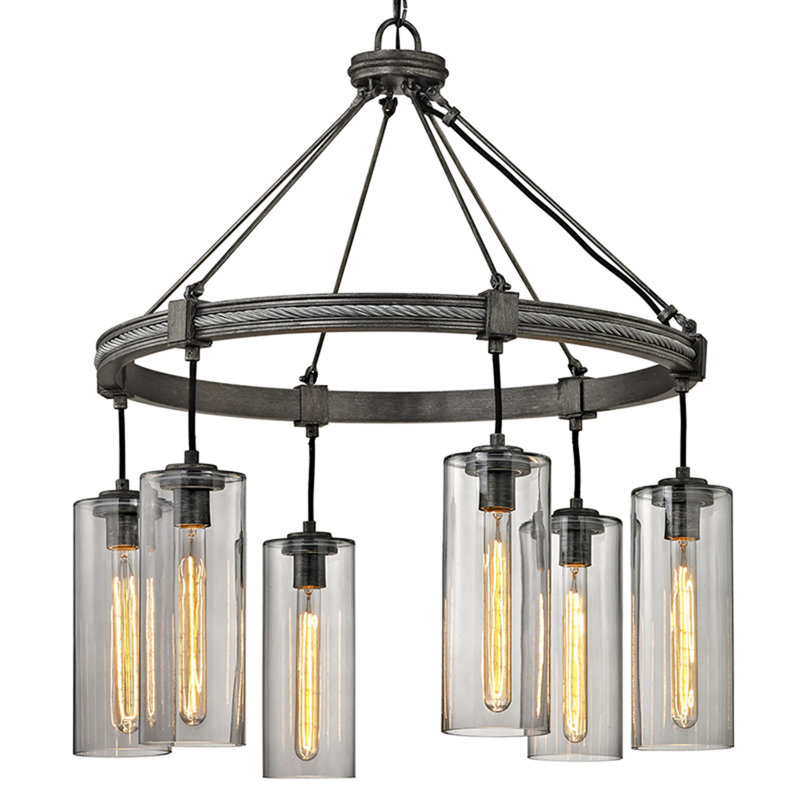 Graphite Smoke Glass 6-Light Plug-in Chandelier
