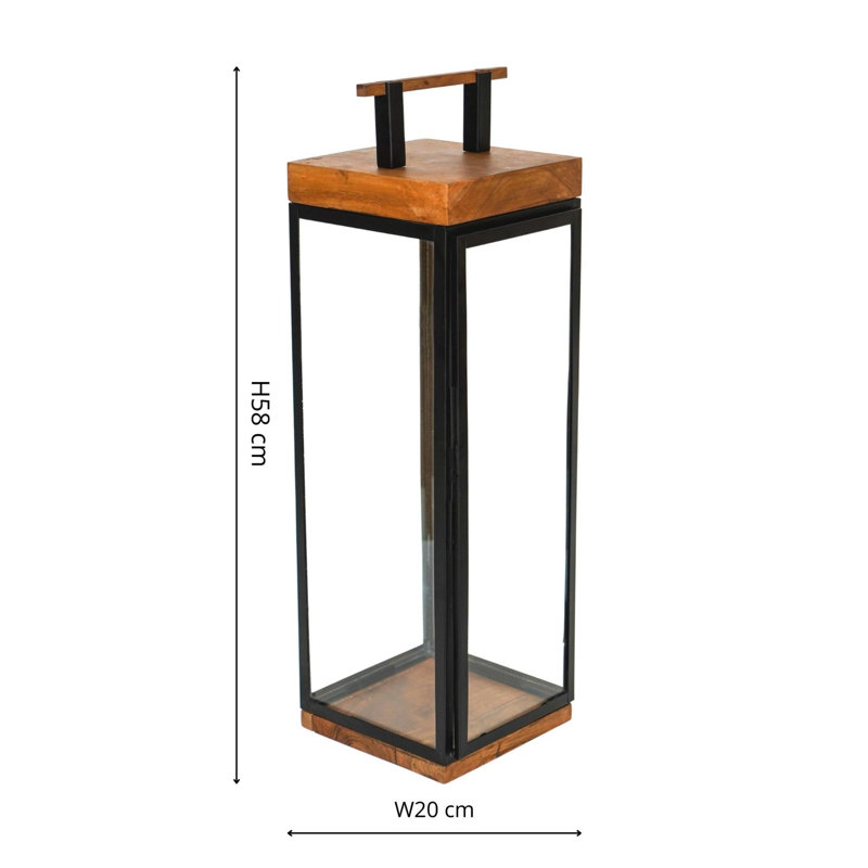 Metal Floor Lantern, 58cm H x 20cm W x 20cm D
