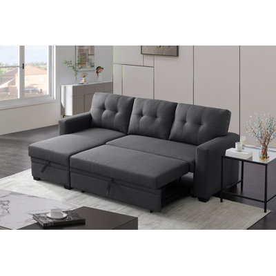 Upholstered Pull out Sectional Sofa with Chaise by Latitude Run