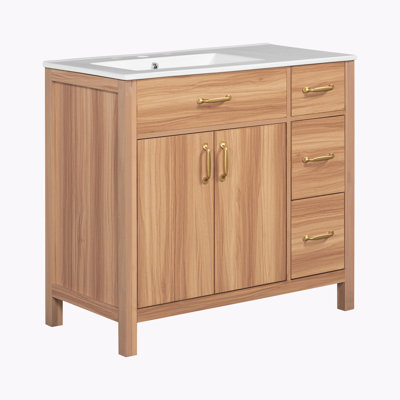 Meuble-lavabo de rangement avec lavabo en céramique