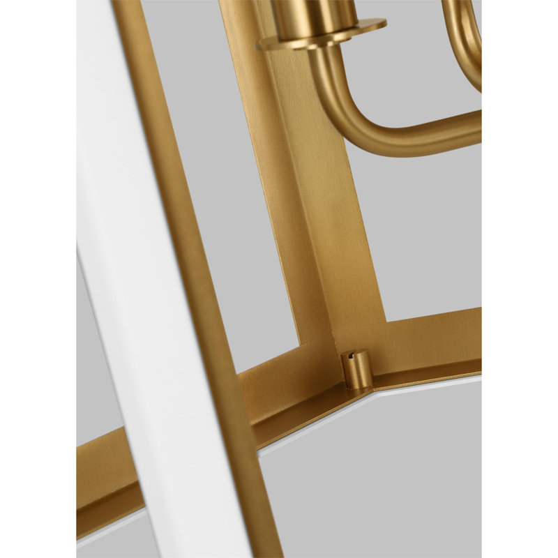 Curt 4 - Light Chandelier, Matte White/Burnished Brass