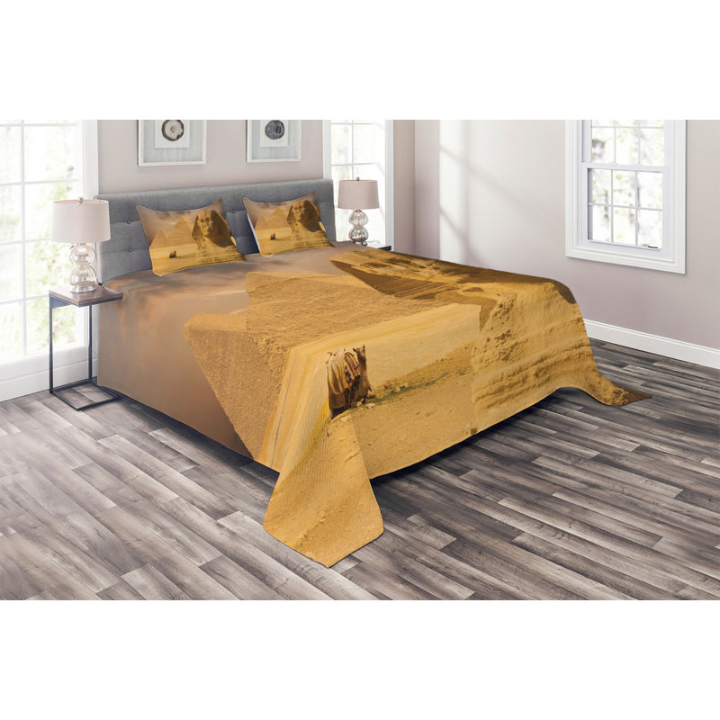 Amber Sand Brown King Microfiber Coverlet Set