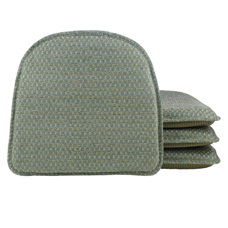 Coussins de chaise antidérapants, 16 x 15 x 2 pouces, ensemble de 4, Vert céladon