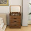 Bureau de coiffeuse 3-en-1 avec miroir éclairé et tabouret de rangement, coiffeuse compacte pour la chambre à coucher, la salle de bain ou le vestiaire (23 po, noyer)