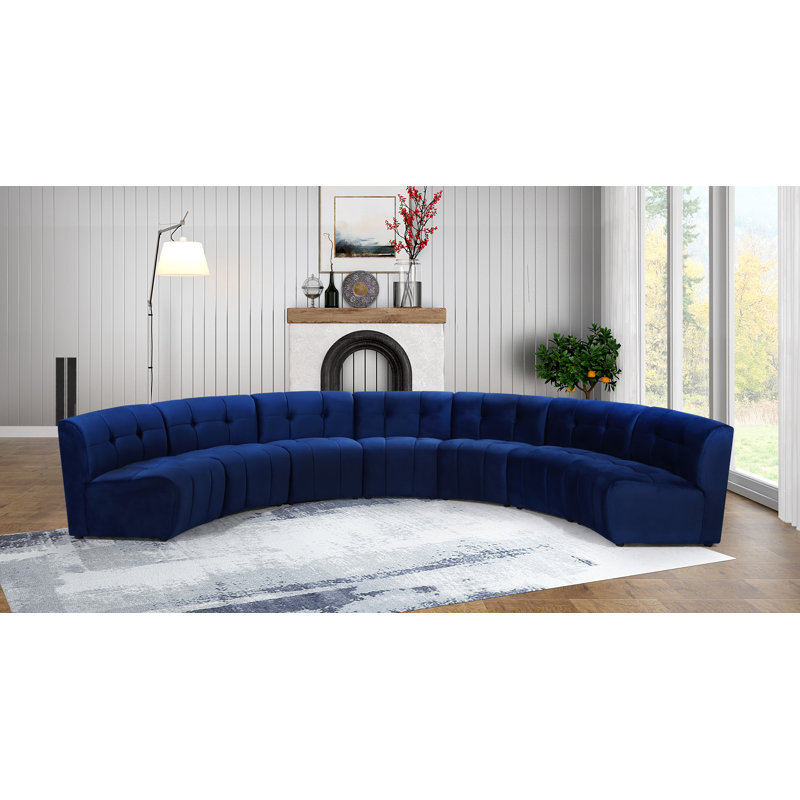 Canapé modulaire de 170 po Jedson, Velours marine