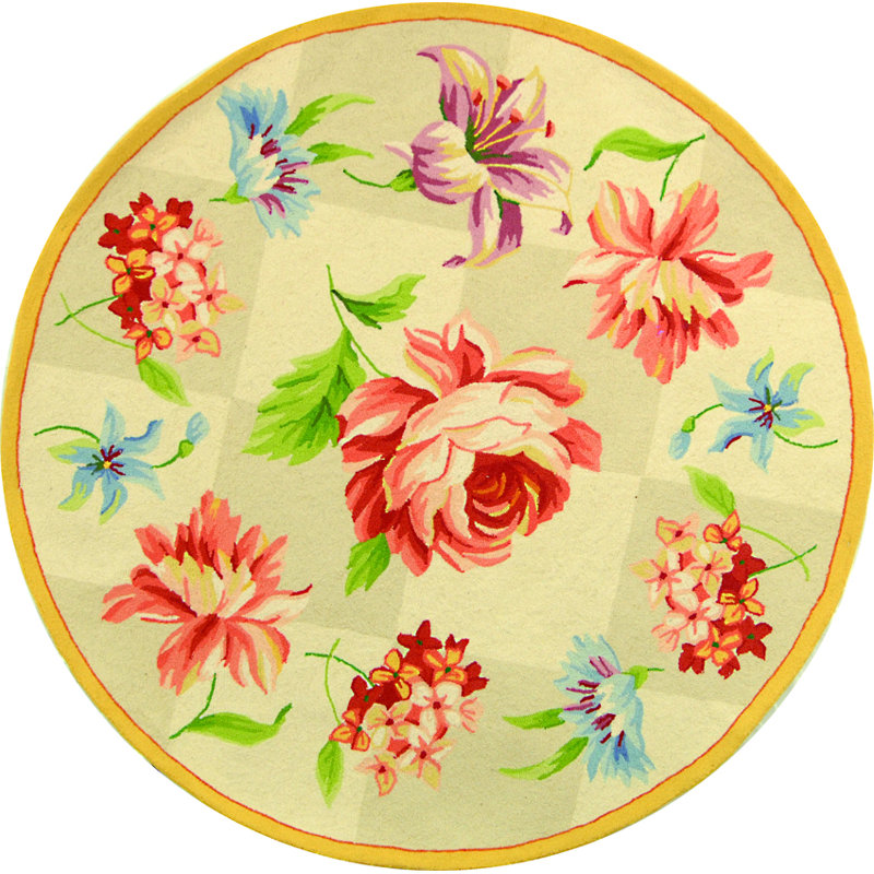 Chelsea Hand Hooked Wool Pile Floral Rug, Round 5'6"