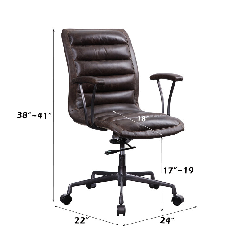 Chaise de bureau en cuir fleuri Zooey