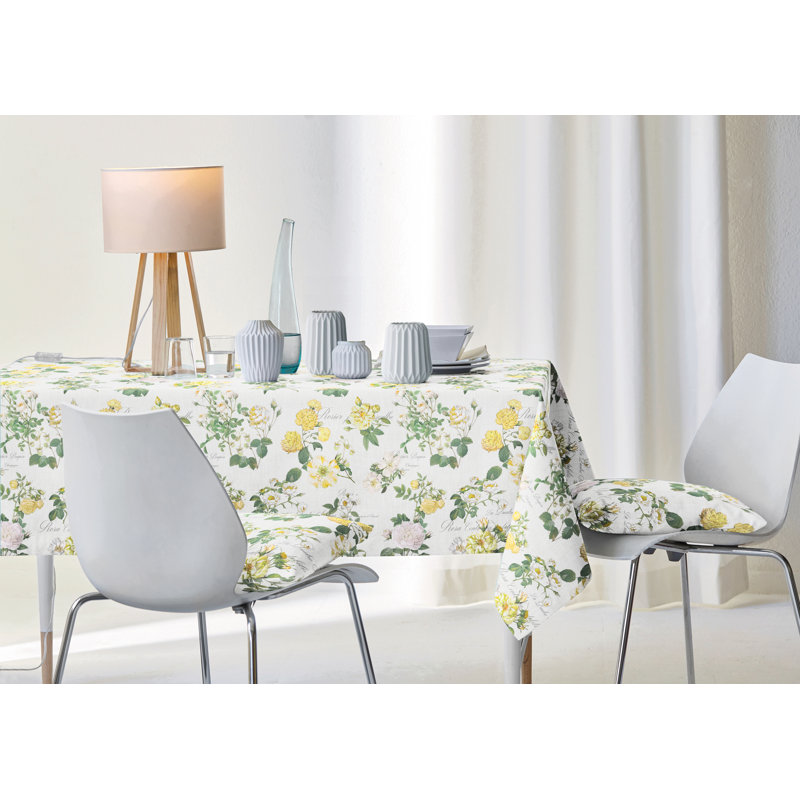 Avah-Jayne Rectangular Floral Tablecloth, Yellow/White