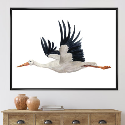 Cigogne volante avec une cigogne blanche - peinture sur toile