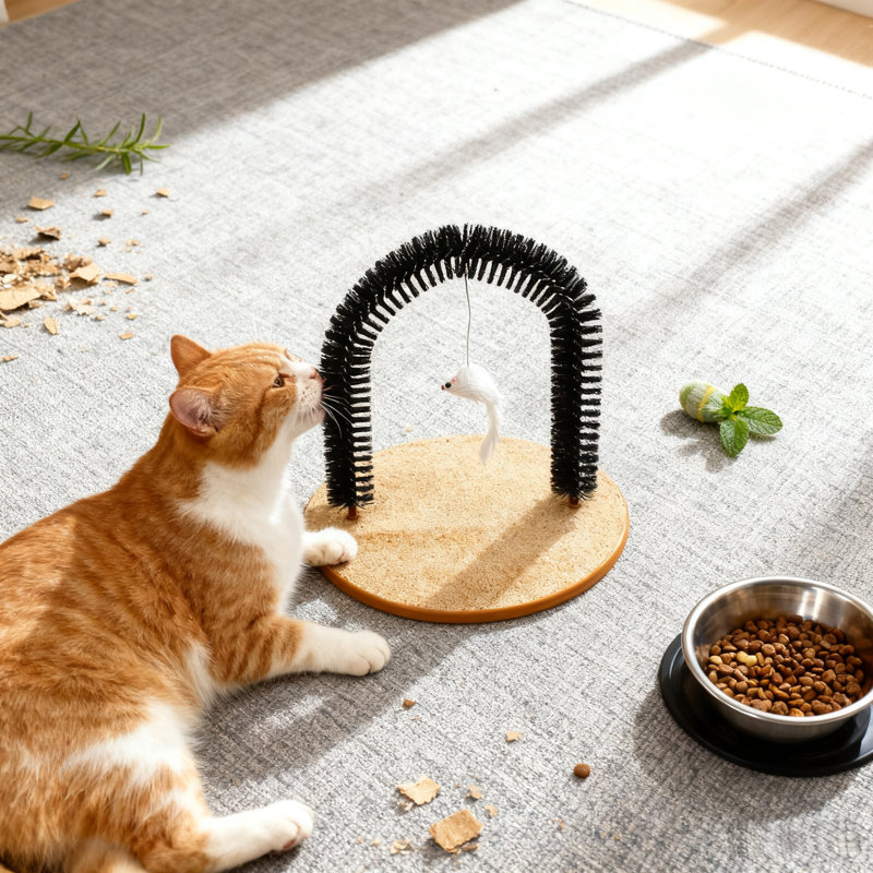 Chat masseur et arche de toilettage