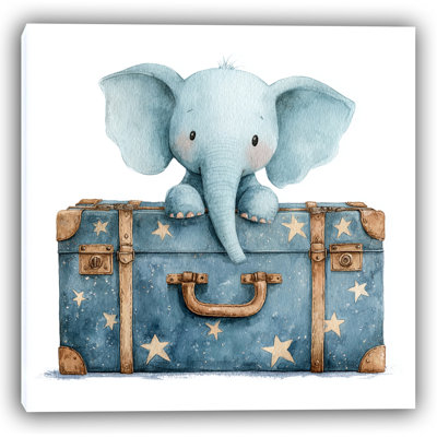 Baby Elephant Traveler Wrapped Canvas Wall Art