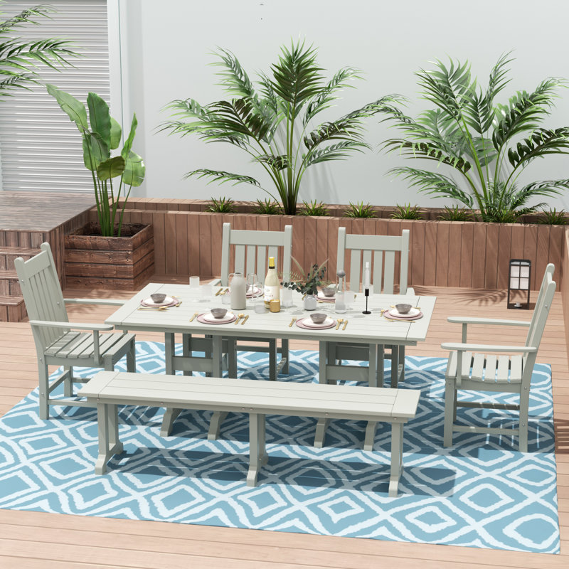 Ensemble de salle à manger de patio pour 70 personnes avec banc Laguna, Sable