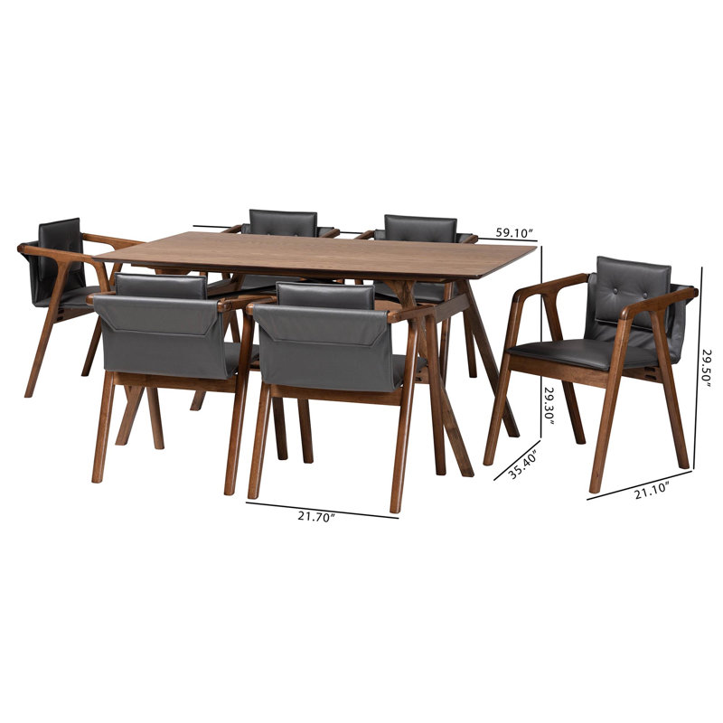 6 - Person Four Leg Dining Set, Gray