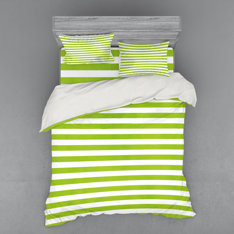 Farmhouse / Country Polyester Striped Duvet Cover, Queen Duvet Cover + 3 Additional Pieces