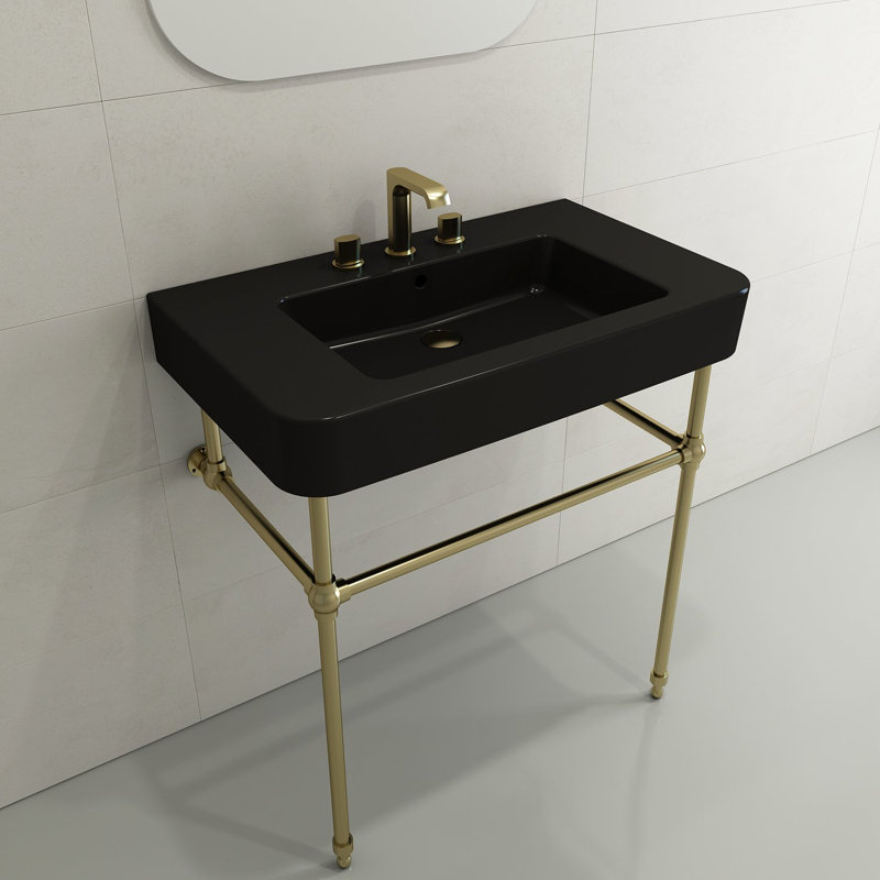 Parma 21.06 in. L Bathroom Sink, Matte Black, 8" Widespread