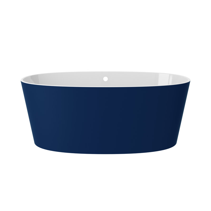 Ios 60" x 32" Freestanding Soaking Bathtub, Sapphire Blue