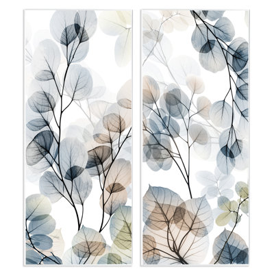 «Elegant Abstract Botanical Plant Leaves», ensemble de 2 plaques murales par Albert Koetsier