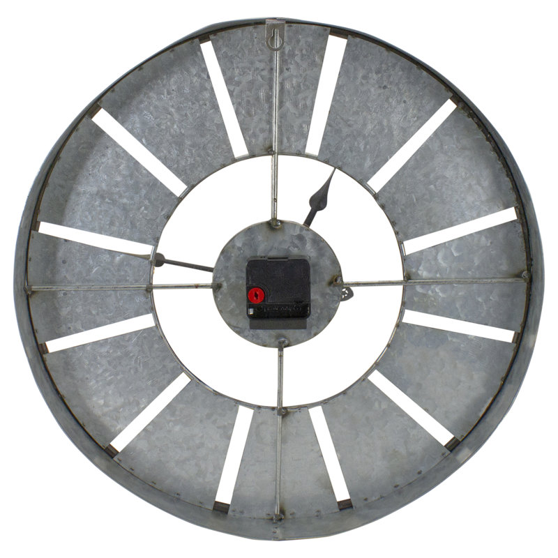 18" Round Galvanized Metal Roman Numeral Wall Clock