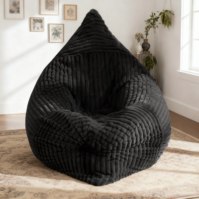 3-in-1 Compression Corduroy Giant Bean Bag Chair Convertible Floor Pillow Machine Washable Cover Bean Bag Sofa