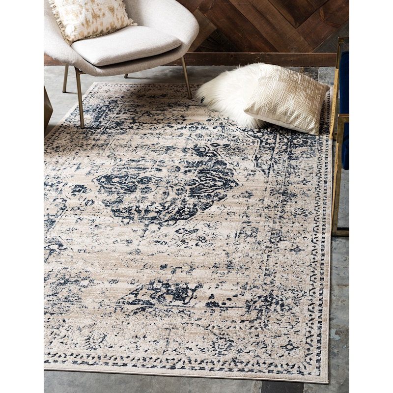 Tapis à motif oriental beige / gris Widener, Rectangle 9 pi x 12 pi