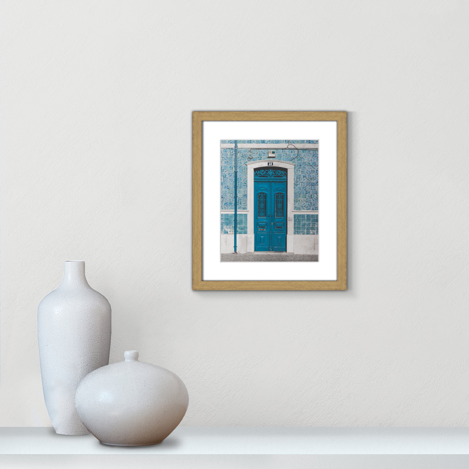 Blue Door Of Caldas De Rainha, Portugual by Catarina Carvalho, 15" H x 13" W x 0.75" D, Natural