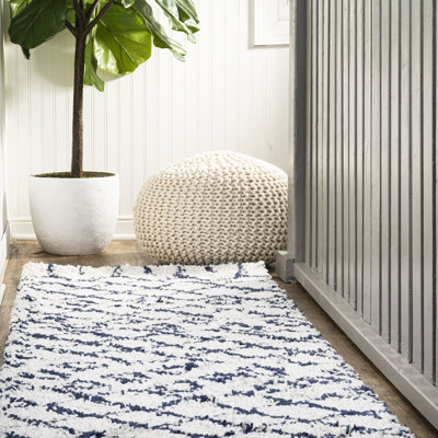Sineu Moroccan Diamond Shag Beige/Navy Rug