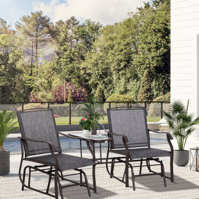 Fauteuil coulissant gris avec table de patio
