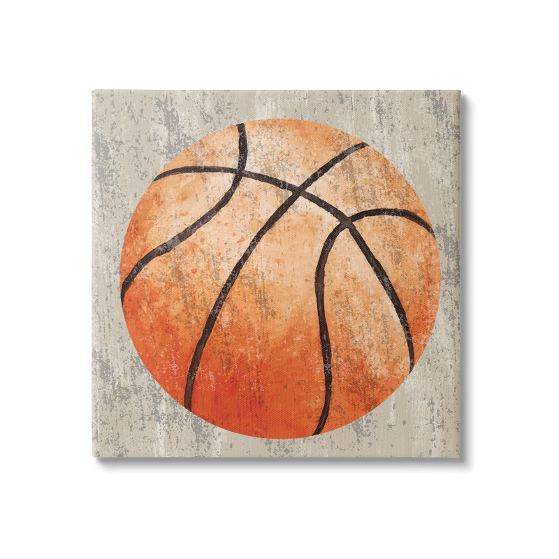«Rustic Sports Basketball On Canvas» par Kim Allen, reproduction, H 24 po x l 24 po x P 1,5 po