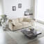 Espace de vie moderne en chenille beige - Base en bois massif et luxueux siège haut en tissu 2 places avec coussins, canapé 4 coussins, structure, matériau respirant de qualité supérieure, zone de confort