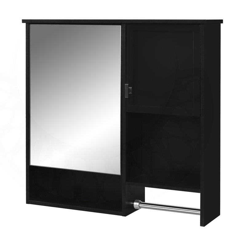 Armoire à pharmacie murale 29 po x 28 po avec miroir et barre à serviettes, solution de rangement compacte pour la vie organisée
