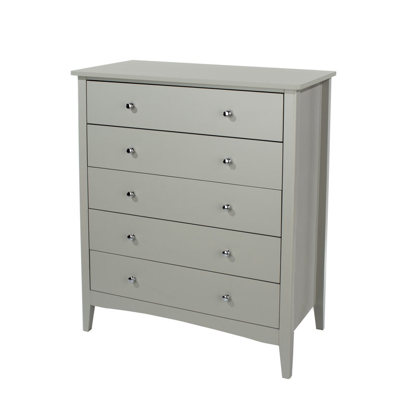 Noa 5 Drawer Chest of Drawers, Painted Finish, Grey