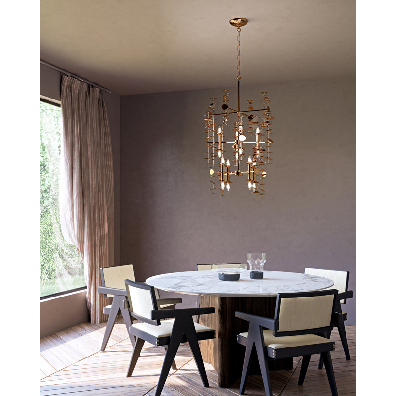 Yukari 16 - Light Modern Linear Chandelier, Polished Brass