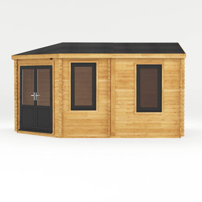 16ft x 10ft Corner Lodge Grande Log Cabin UPVC Windows & Doors (44mm)