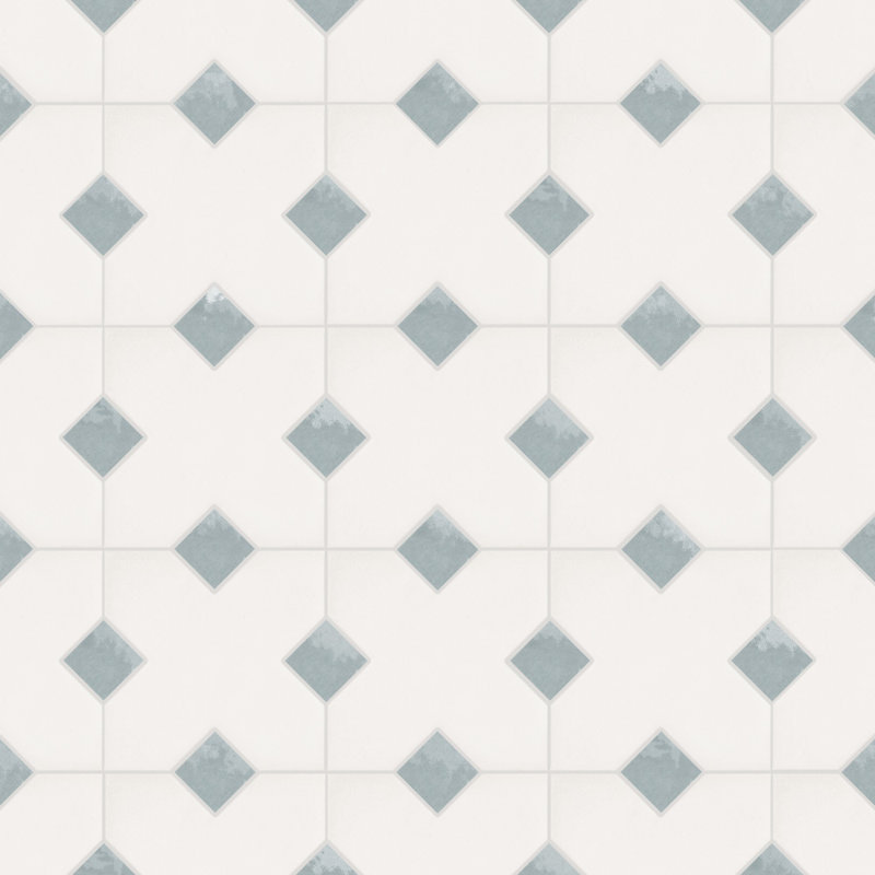 Carreau en porcelaine Cross and Dot, Os / bleu clair