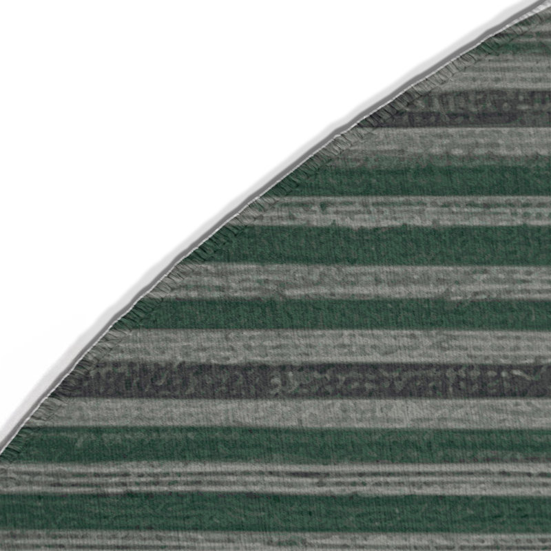 Tapis intérieur / extérieur vert HorizontalStripes, Rond 5 pi