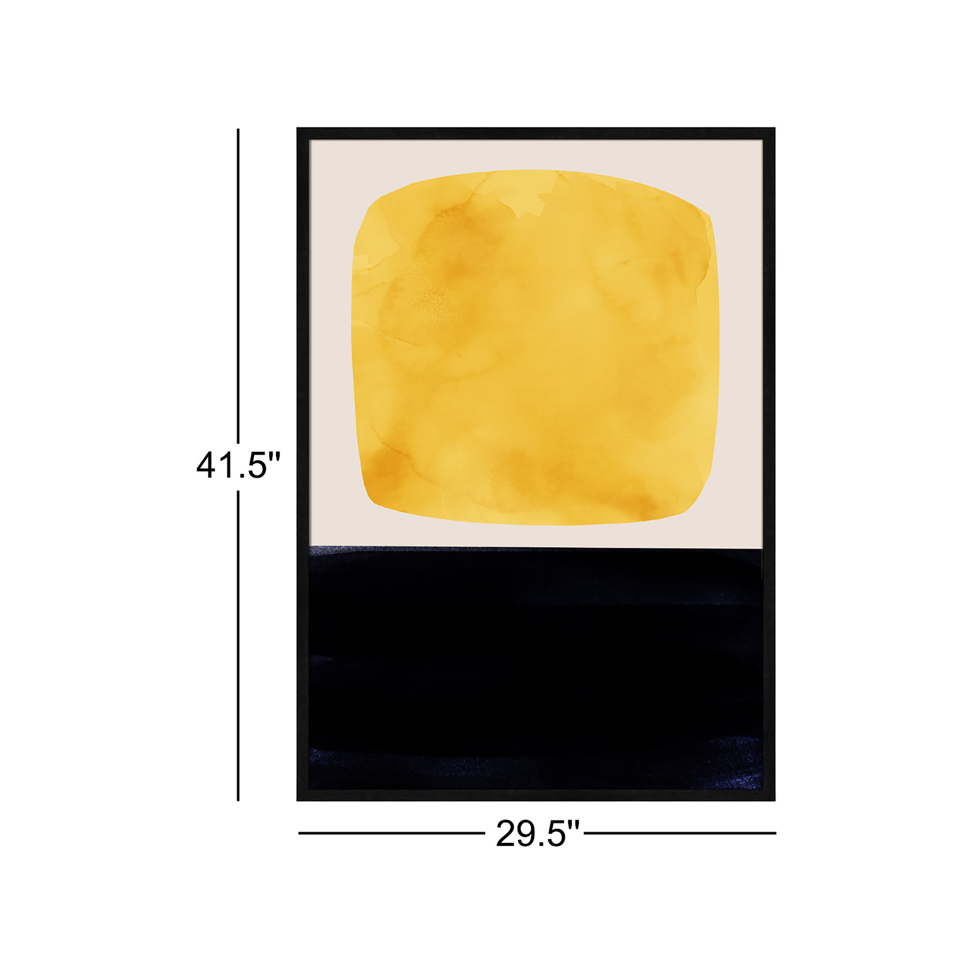 Boxed-Yellow by Aoibhne Hogan, Black Wood Grain Paper, 41.5" H x 29.5" W x 0.75" D